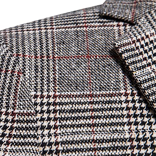 Mens Wool Blend Blazer Jacket Houndstooth Suit Blazer Notch Lapel One Button Slim Fit Blazer Jacket Sport Coat3