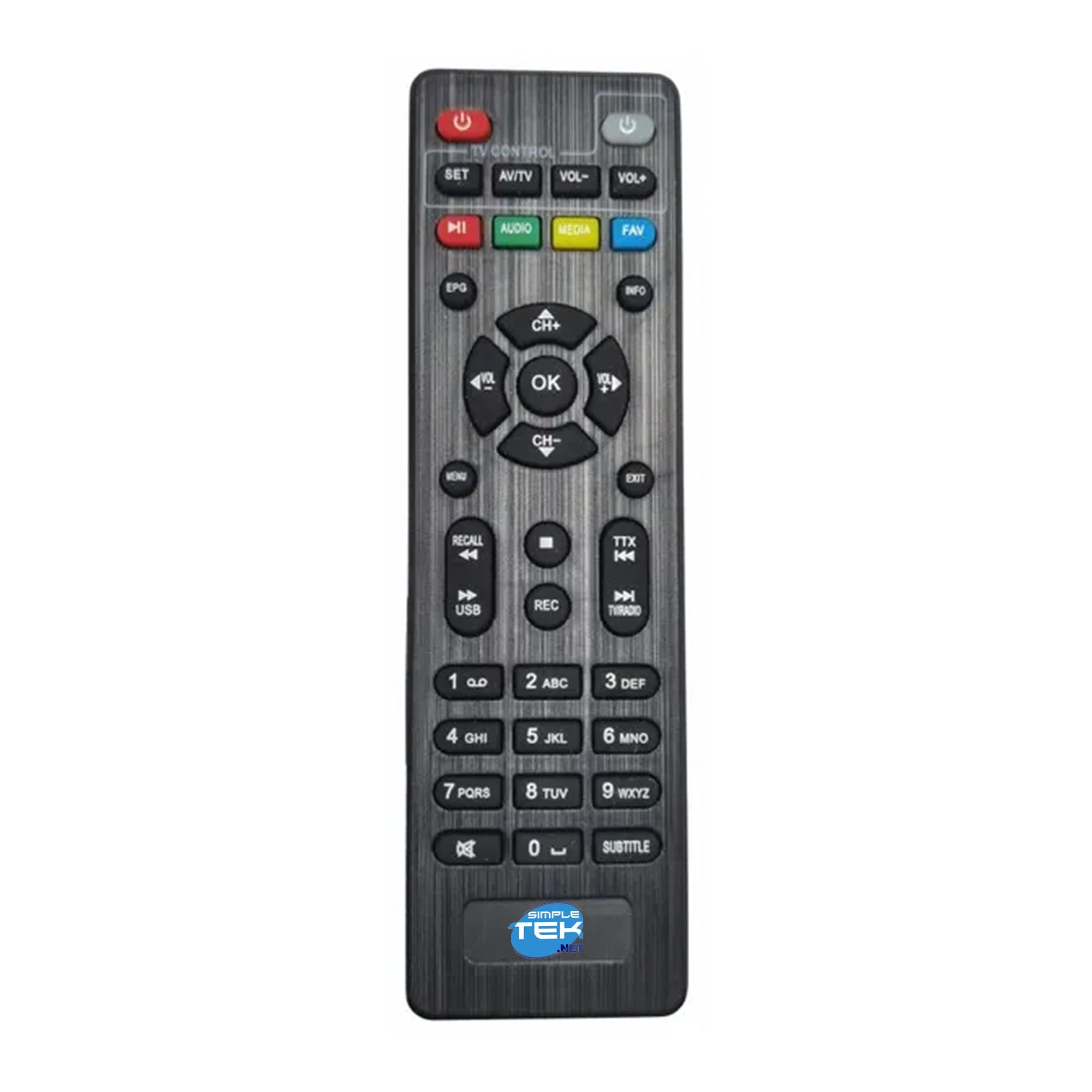 SIMPLETEK - Decoder Digitale Terrestre DVB‑T2 HD con uscita HDTV, telecomando universale, cavo di alimentazione USB, cavo HDMI
