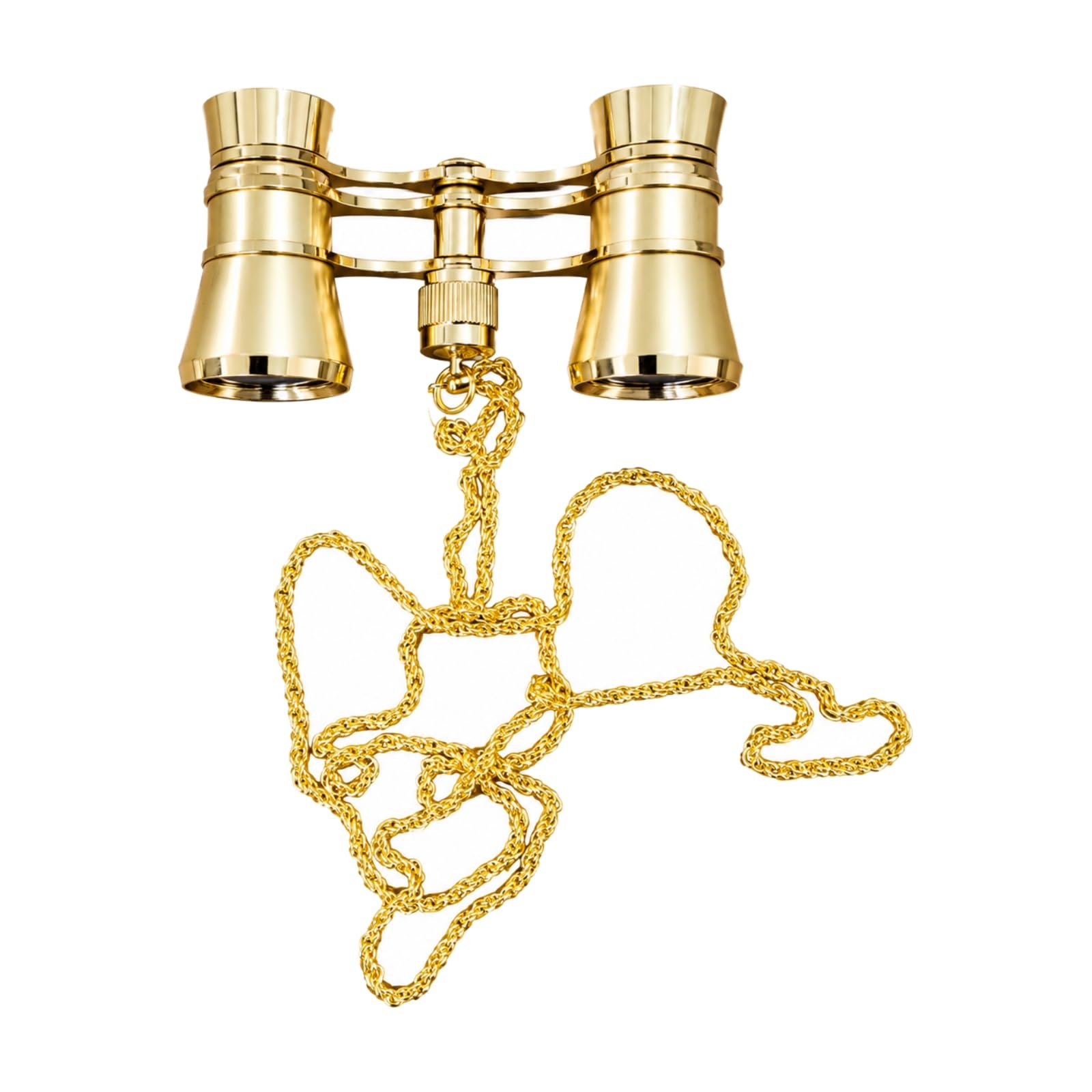 Kompaktes Opernglas mit Kettentragegurt Kompakt 3x25 Opernglas mit Klappbrücke Tragbar Theaterglas Griff und Kette für Oper, Konzerte, Gold