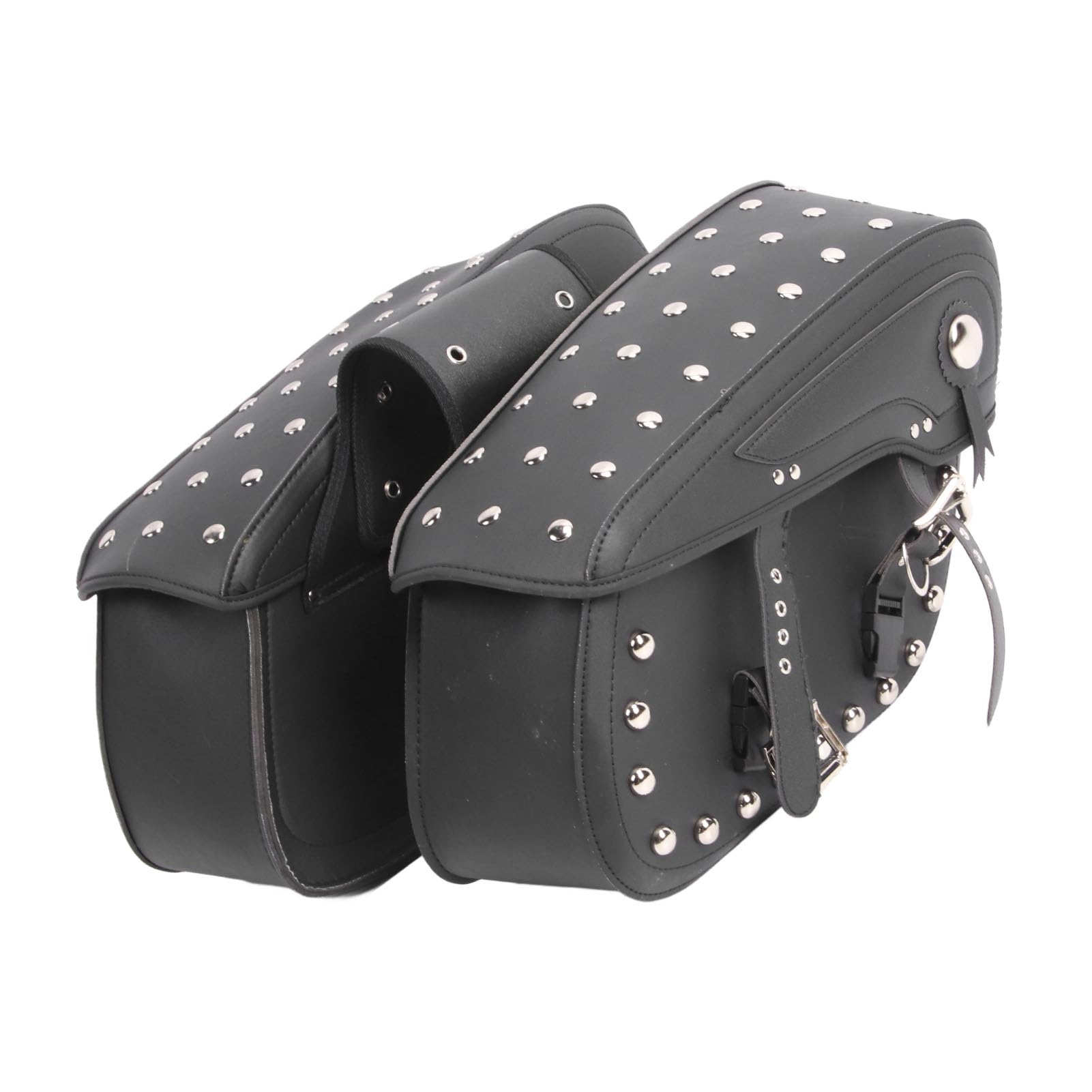 Drfeify Torba Podsiodłowa Motocykla Skóra PVC Boczna Torba Podsiodłowa Motocykla 2 szt. 44 X 18 X 32 Cm Lekka Klamra do Przechowywania na Zamek Błyskawiczny dla Kierowców Retro Cruiserów Podróże