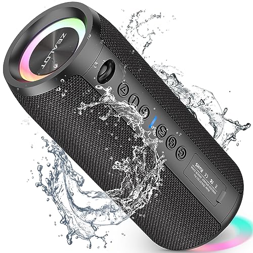 ZEALOT Enceinte Portable Bluetooth avec lumière LED, Basses stéréo puissantes de 40W, Batterie 5200mAh, Micro SD/TF, IPX6, Haut-Parleur Bluetooth pour...