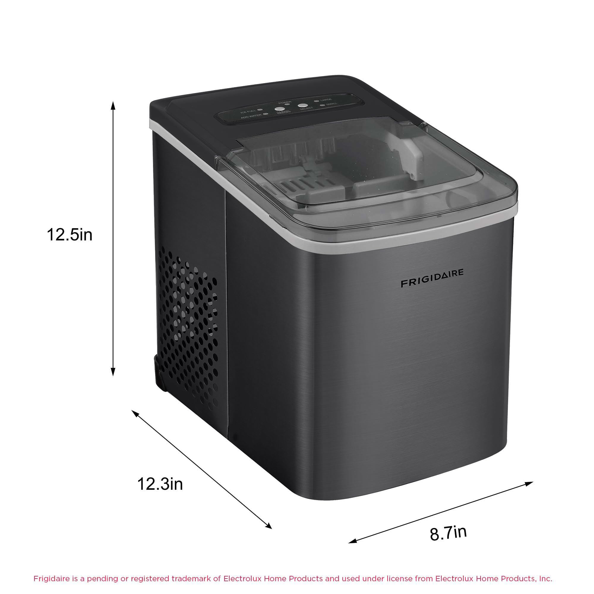 Frigidaire Countertop Portable, 26 Lb Per Day Bullet Ice Maker Machine (Black Stainless Steel) on Fridge.com - View 5