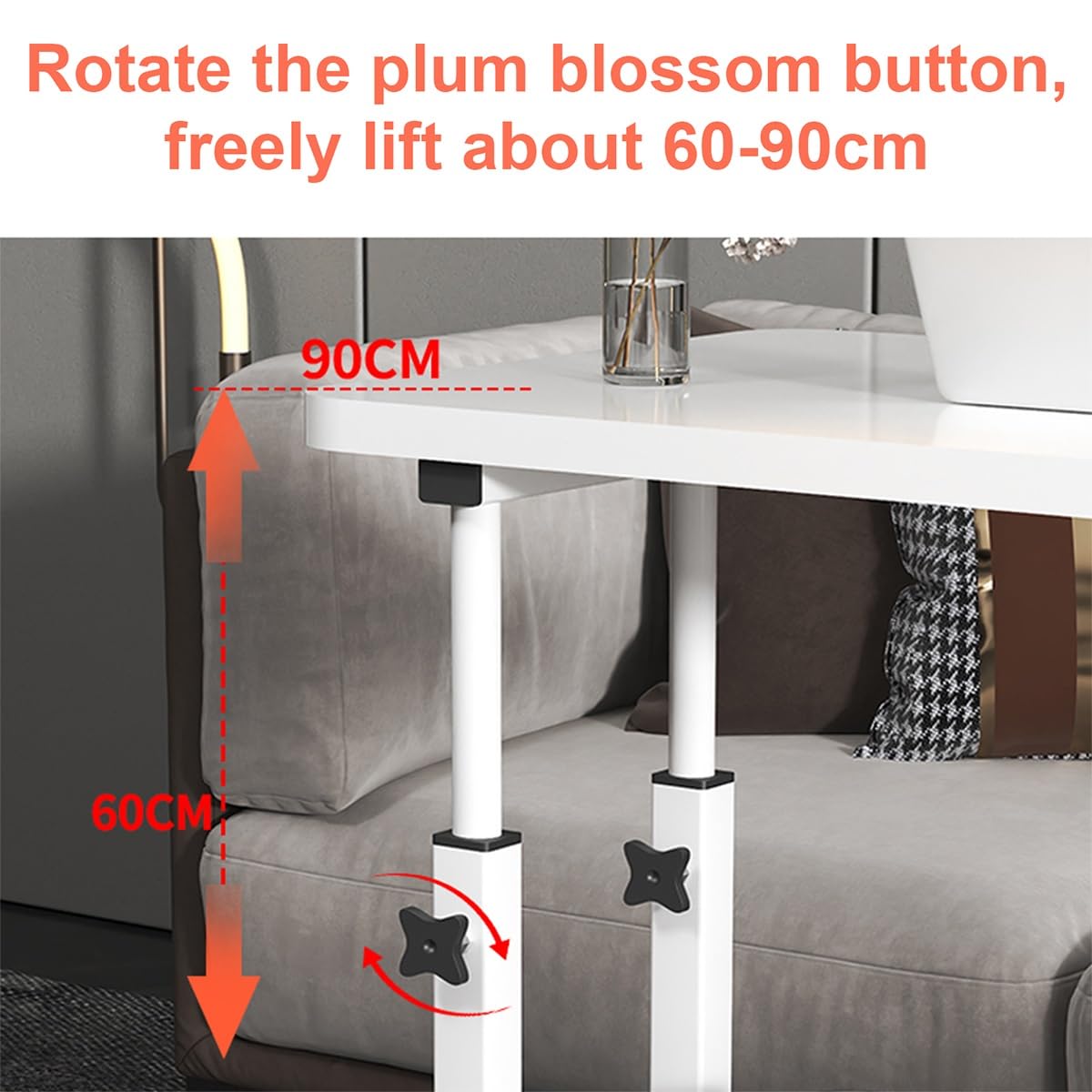 SDdPulse Carrello portatile per computer portatile in altezza regolabile con contenitore multistrato arrotolabile per casa e ufficio, compatto e versatile per camera da letto, nero, 80 x 40 cm, triplo