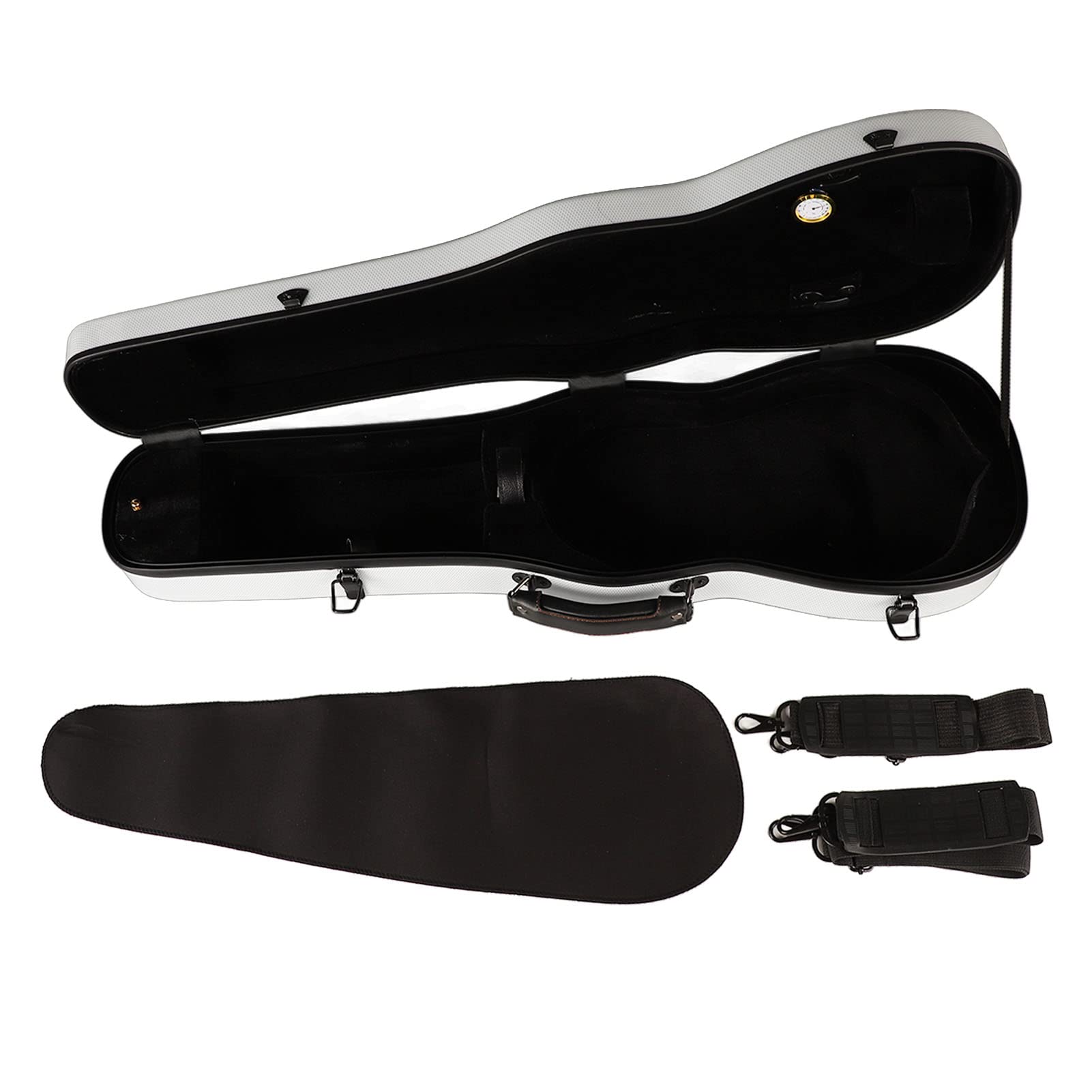Reemplazo de Estuche de Violín Portátil con Forro Grueso y Correas Higrómetro para Entusiastas de la Música (White)