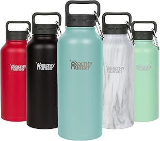 Healthy Human Stainless Steel Water Bottle | Double Walled Vacuum Insulated Water Thermos for Adults | Eco-Friendly Travel Bottles with Leak Proof Lid (Neon Mint, 32 oz/ 946 ML)