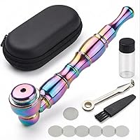 Rainbow 4.3" Detachable Tobacco Pipe Set with Cap Lid, Tools, Screens & Storage Box - Portable Zinc Alloy Smoking Pipe