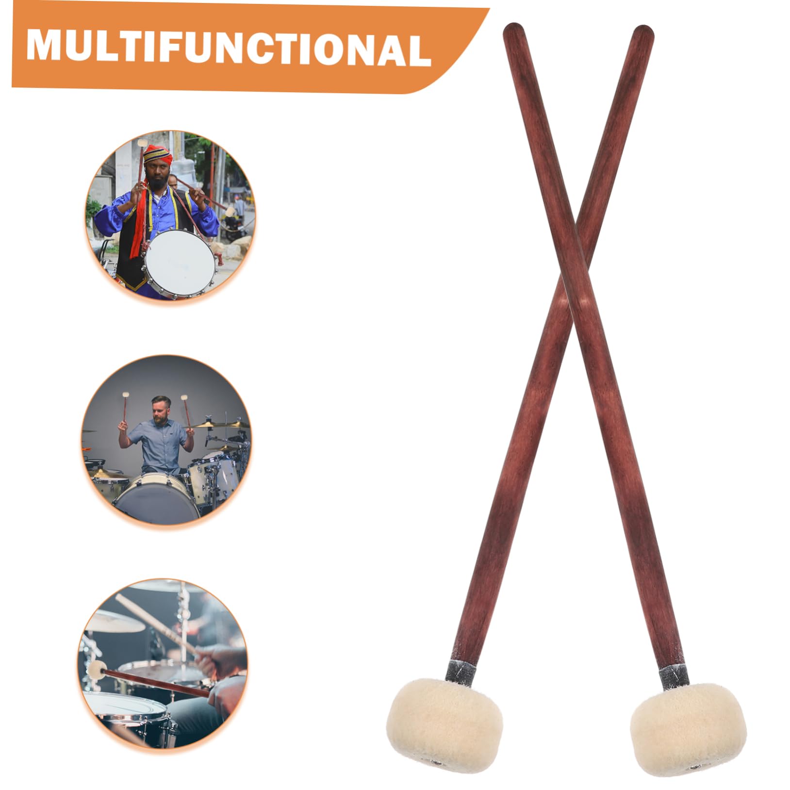 ibasenice 10pezzi Bacchette Per Batteria Con Manico Legno e Testa Feltro Strumento Di Percussione Professionale Per Pratica e Performance Musicale