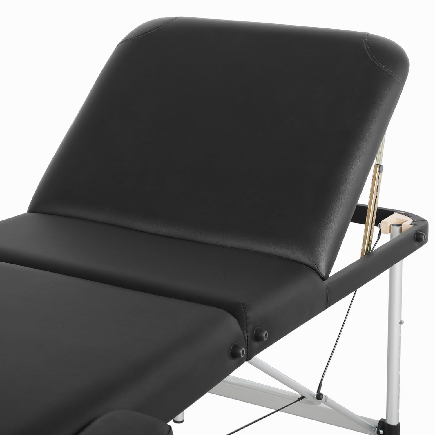 Lettino per Massaggio a 3 Zone 213 x 70 cm Professionale Portatile Fisioterapia Pieghevole in Alluminio Nero