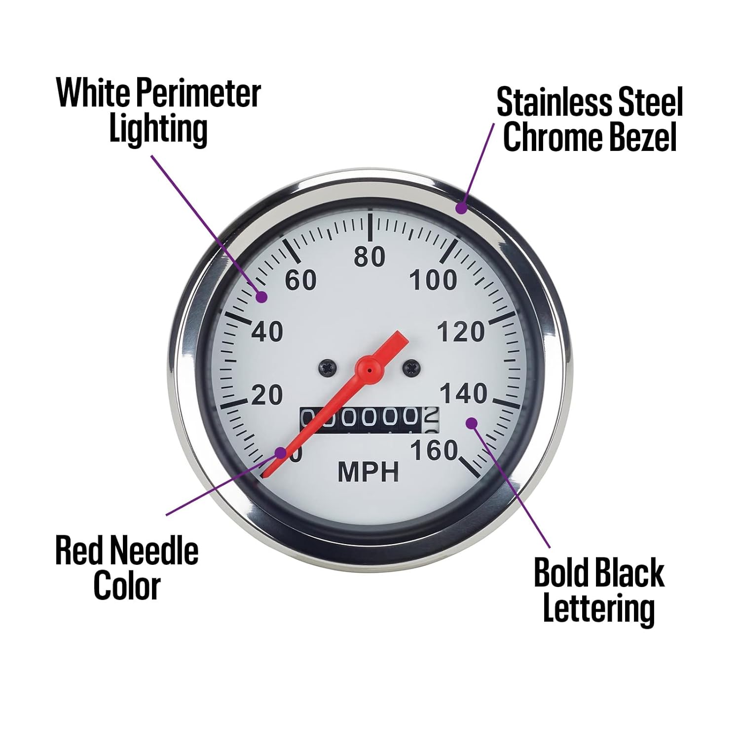 6-Gauge Set, White Face, 3-3/8, Mechanical : Automotive