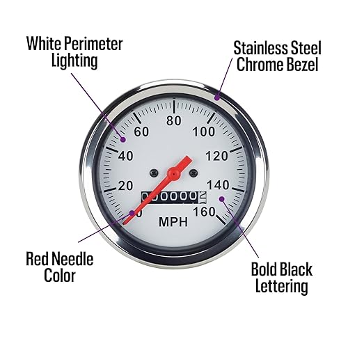 Miniatura 6 de Kit de instrumentos para vehículos de calibre 6: carátula blanca, velocímetro y tacómetro mecánicos de 3-3/8", medidores de combustible