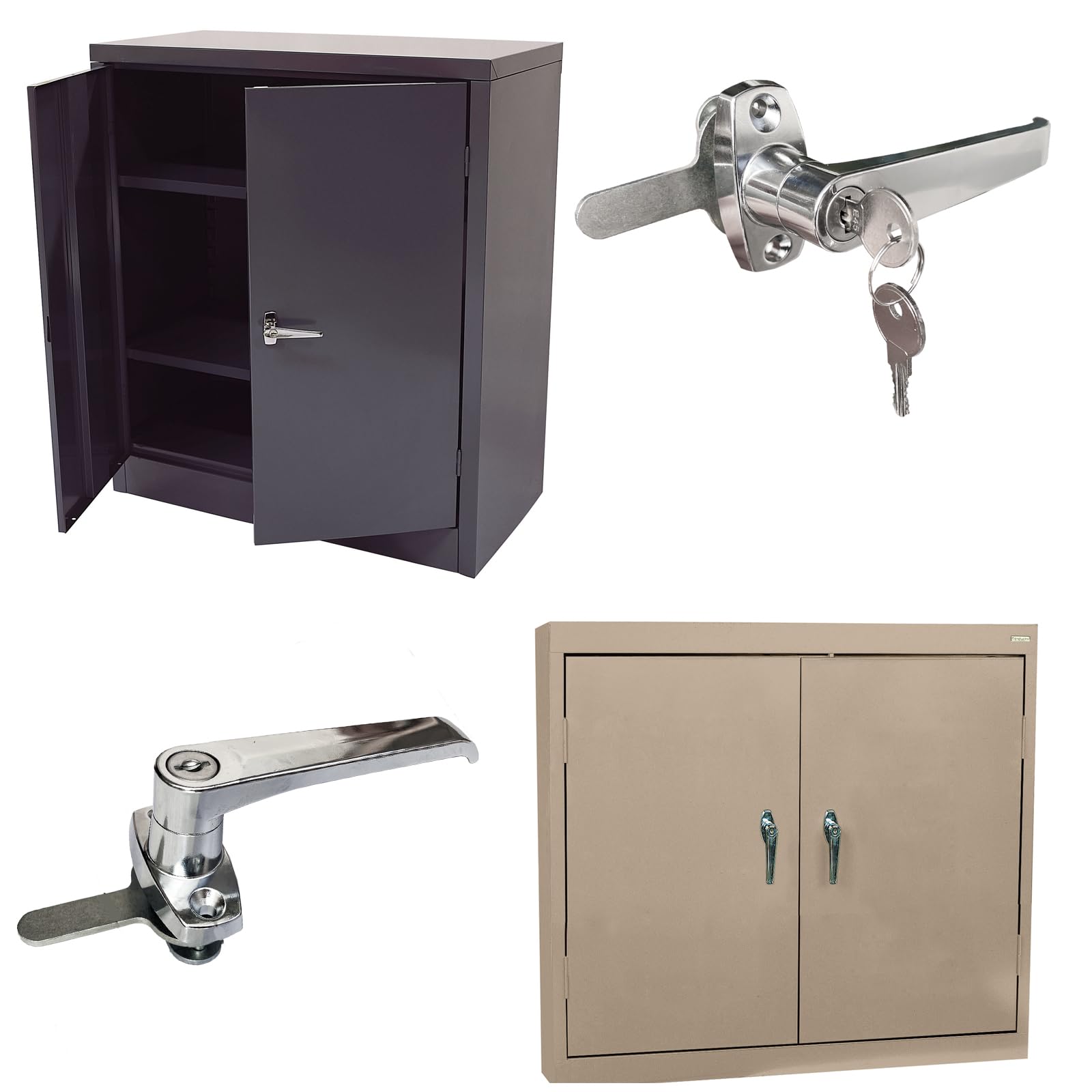 Level Handle Cam Lock L Shape With W Keys Zinc Alloy Chrome Plated 115mm Length For Door Cabinet 2pcs