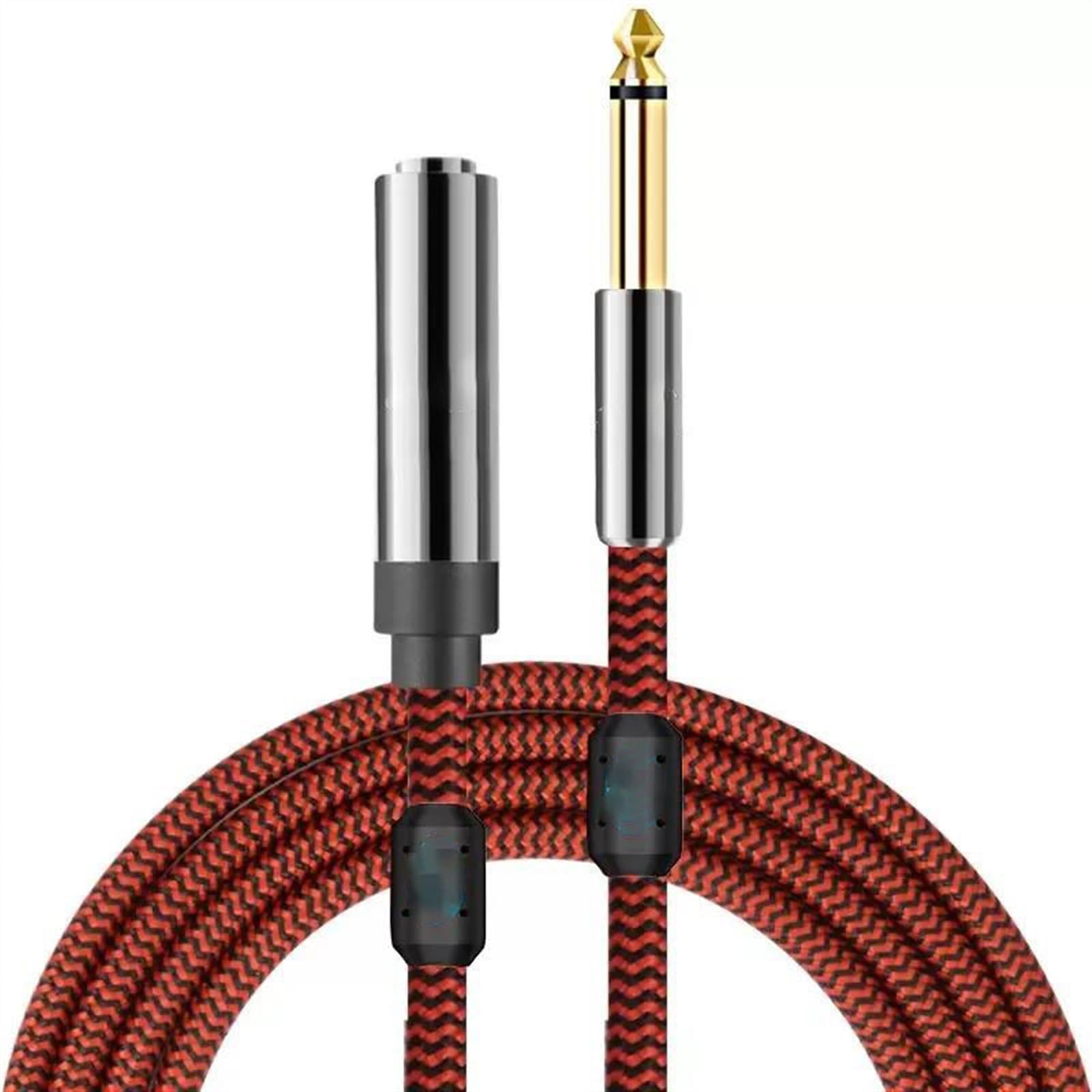 Kabel instrumentowy Premium 6.35 Przewód Przedłużający 1/4 Cala TS Jack Męski Na Żeński Kabel Do Gitary, Mikrofonu, Miksera(Red-straight,15meter)