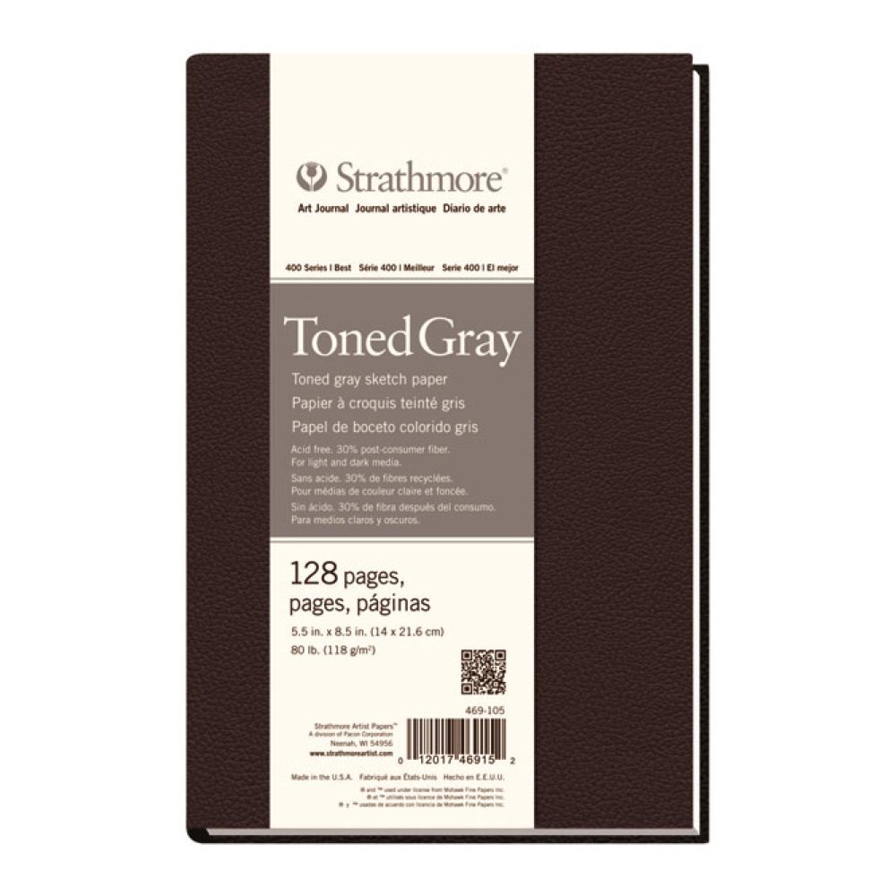 Strathmore 469-105 Hardbound Art Journal,128 Pages, 5.5 by 8.5", Toned Gray