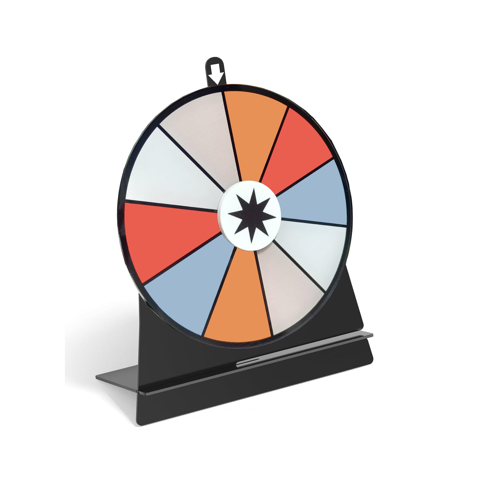 iobiotio Spinning Prize Wheel, Spinning Wheel for Prizes with Stand, 10 Slots Color Small Tabletop Roulette Spinner, Easy Assembly and Erasable, Portable, 6 inch, Arylic, New Version
