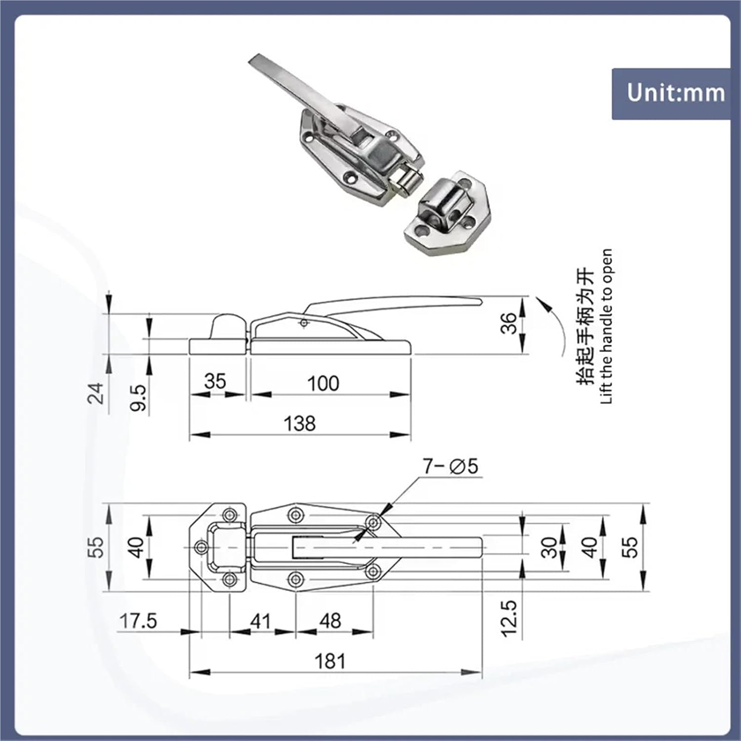 Heavy Duty Handle Lock Made of 304 Stainless Steel 1Pcs