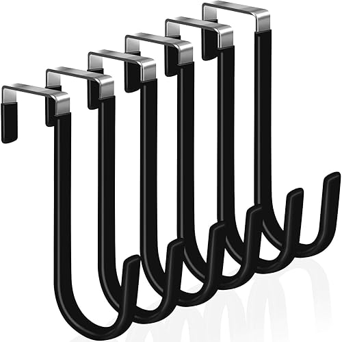 Miniatura 7 de Paquete de 6 ganchos para colgar sobre la puerta, ganchos de goma suave que evita arañazos, ganchos blancos para puerta de baño, sala de estar,