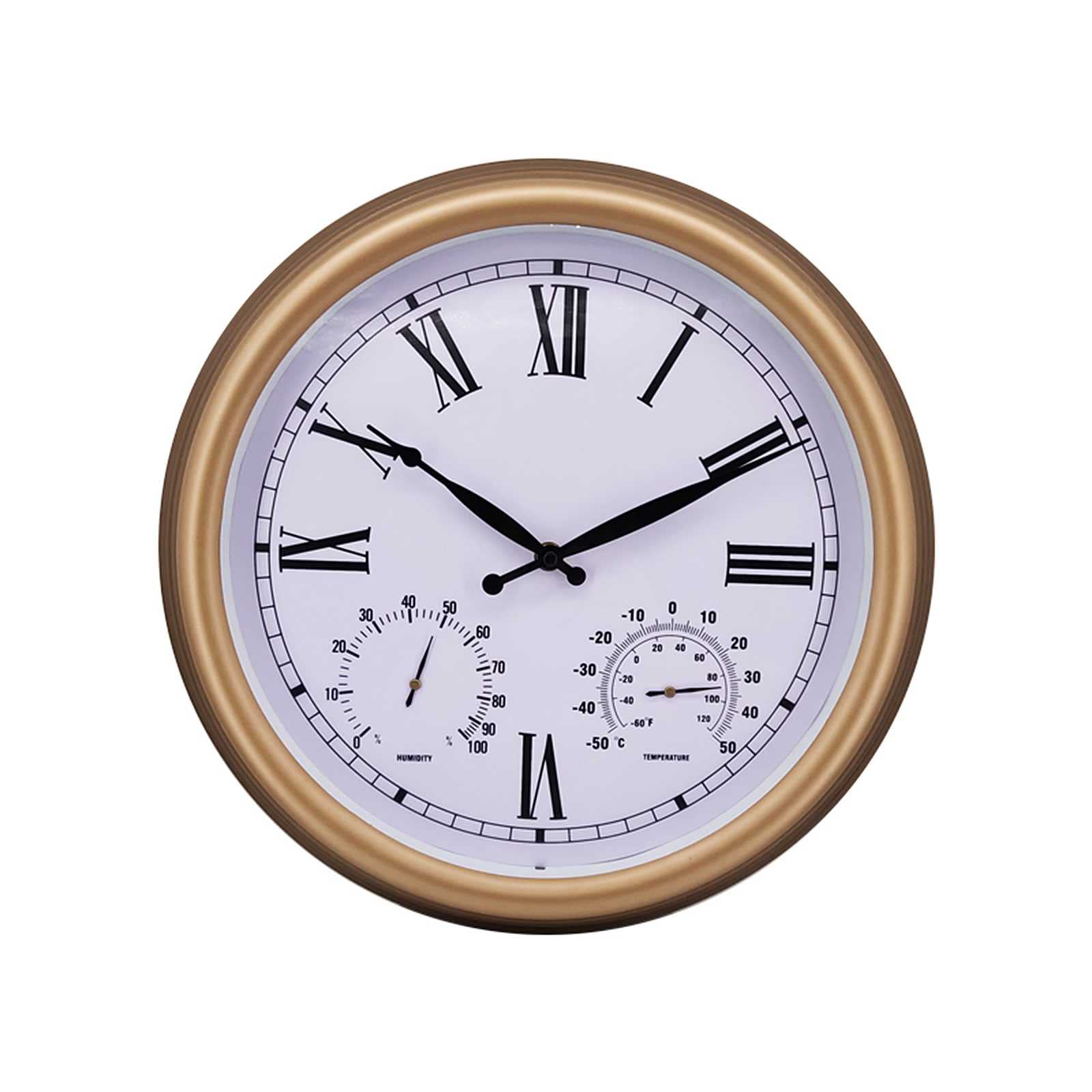 Indoor Outdoor Clock with Thermometer and Hygrometer Garden Wall Clock, 15 Inch Large Waterproof Wall Clocks Silent Non-Ticking Battery Operated Decorative Retro Clock for Room Patio Pool Garden