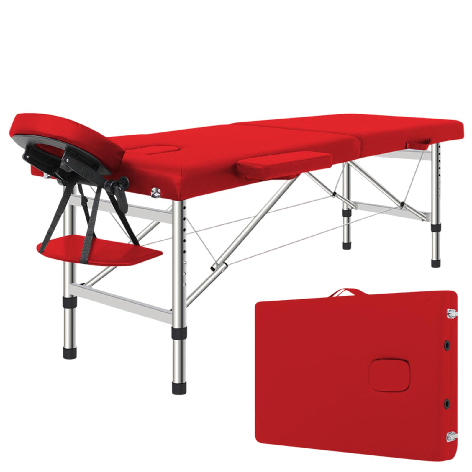 Camilla de Masaje Multifuncional, Mesa Plegable portátil Resistente al Desgaste, Camilla de Tratamiento Ligera y Plegable para SPA, salón, hogar y Viajes(Color:Rojo Brillante)