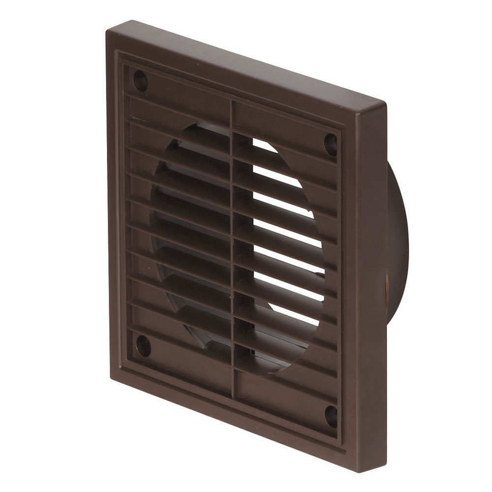 Airflow® External Wall Vent Cover - Brown Round Plastic Grille for 100mm/4" Ducting - Weatherproof Air Outlet - 140mm x 140mm