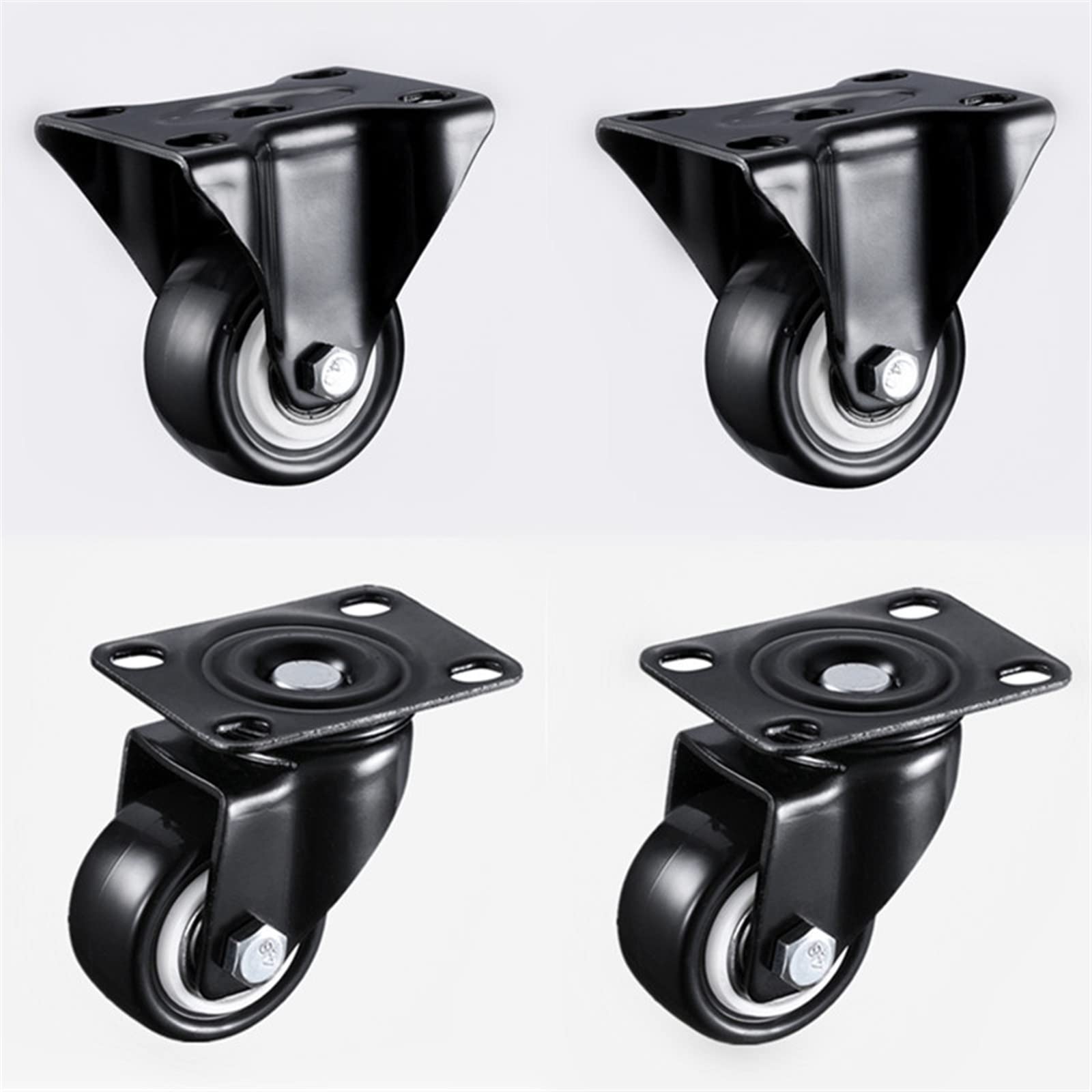 Roulettes de meubles en caoutchouc 41mm robustes 180kg noir pivotantes - 7
