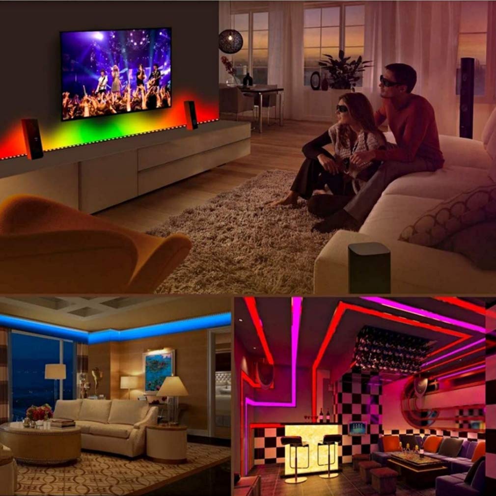Tira Led RGB 5M, Luces Led Smart 5050 Control App Habitacion con Controlador WiFi/Bluetooth Sincronizar Música 24/44 Teclas Control Remoto RF para El Hogar Dormitorio Habitación,WiFi Music,20M