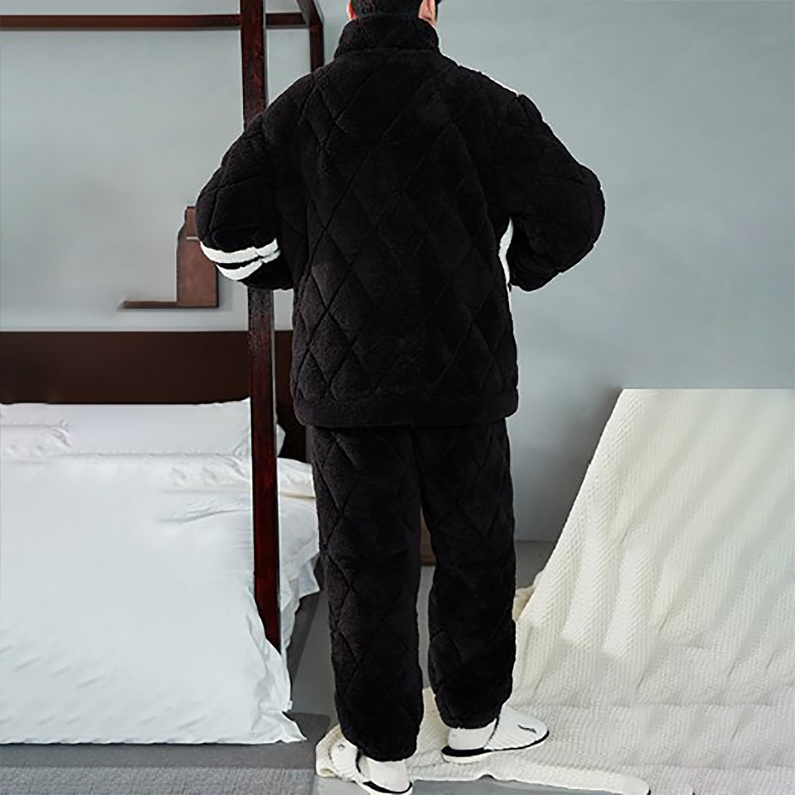 Pigiama da Uomo Set Notte Casa Homewear a Maniche Lunghe Top e Pantaloni Lunghi Mezza Stagione Delicato sulla Pelle Elegante