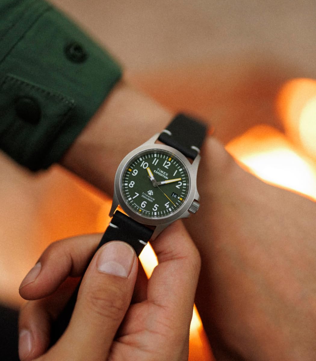 Timex Men's Expedition Titanium 38mm Leather Strap Watch