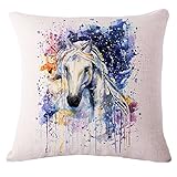 Oil Painting the animal colorful horse Throw Pillow Case Cushion Cover Decorative Cotton Blend Linen Pillowcase for Sofa 18 