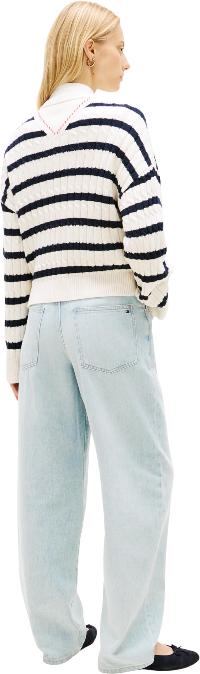 Tommy Hilfiger Co Cable Mid GG RLX Ls V-NK SWT Ww0ww48433 Pull-Over Femme (Lot de 1)