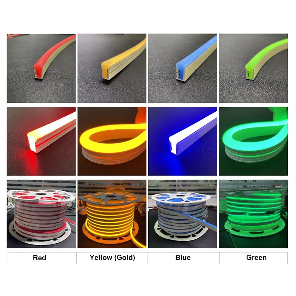 12 V DIY LED-Neonstreifenlichter, 3 Meter, 6 mm x 12 mm, flexibler Silikonschlauch, schneidbare Bandlampe, 1 Stück(Red)