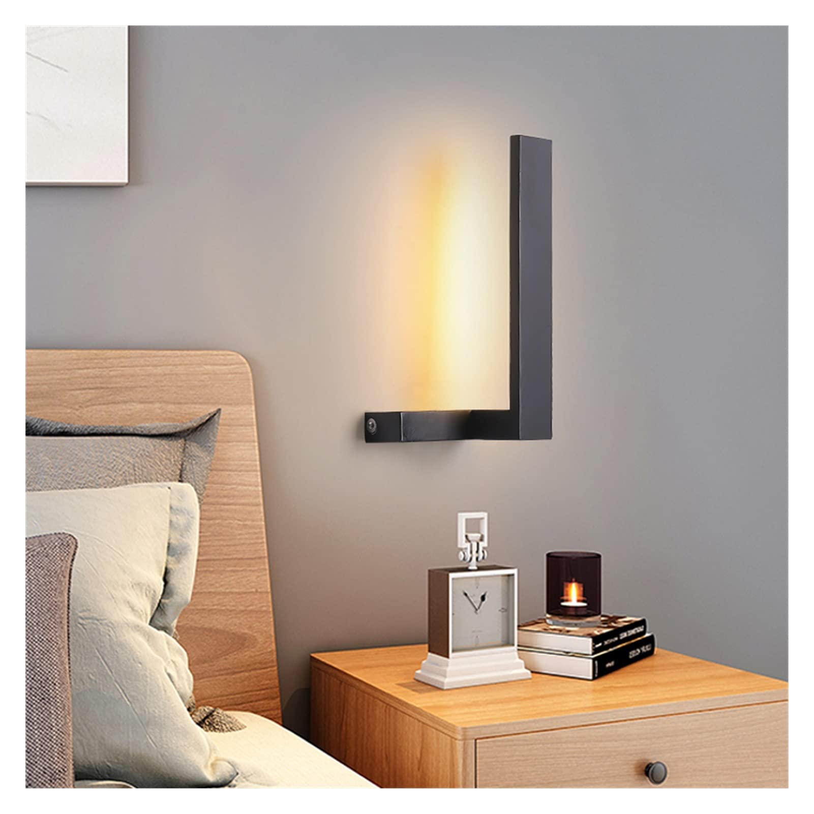 VDOQTLJT Wall lamp 30x15cm 10W Minimalism Modern Led Light Compatible with Bedroom Bedside Corridor White Or Black - Lamp Sconce Fixtures LED Chandelier(Blackright,WarmWhite)