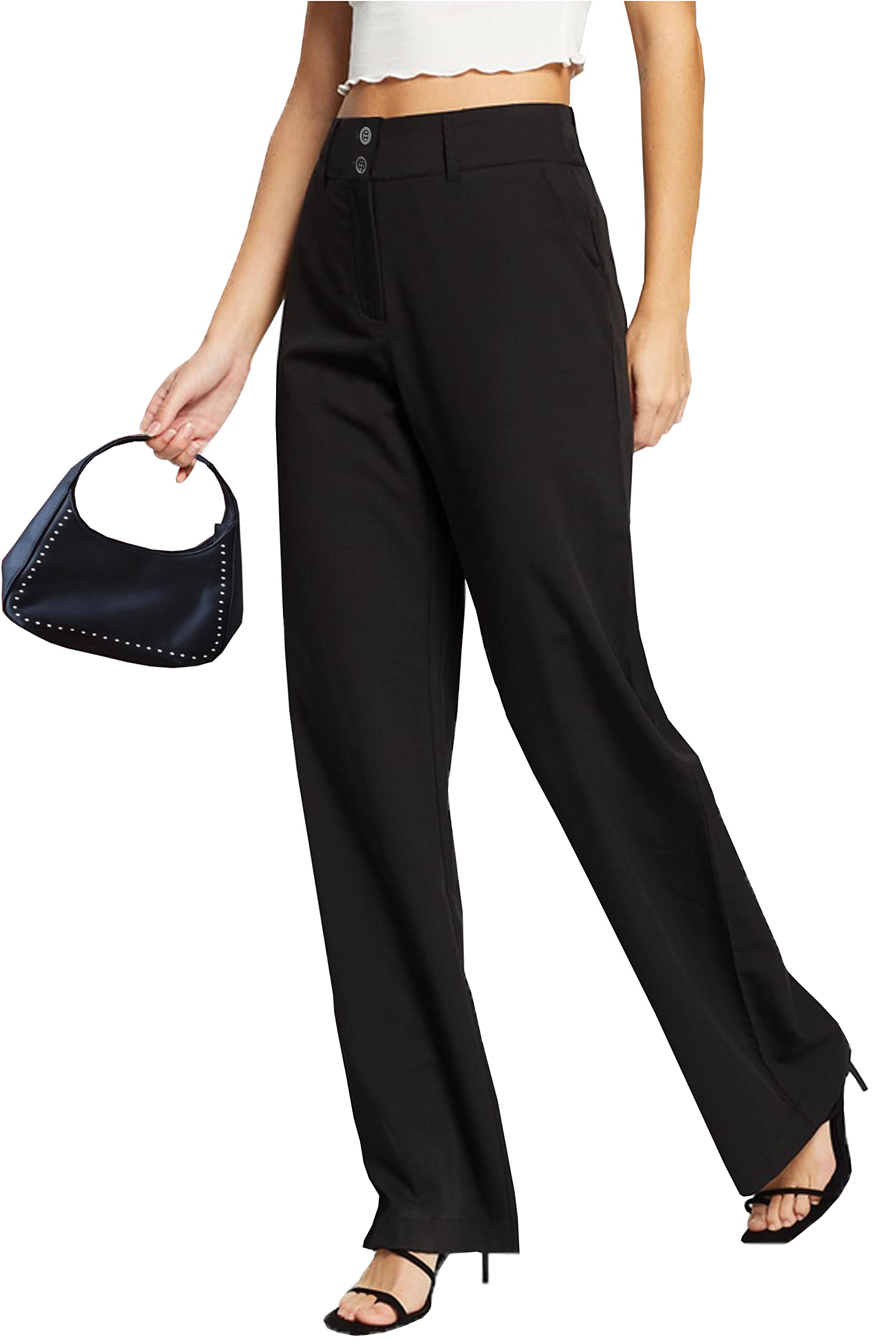 femiss Damenhose mit weitem Bein, maßgeschneidert, für Büro, Arbeit, elegant, formell, entspannte Passform