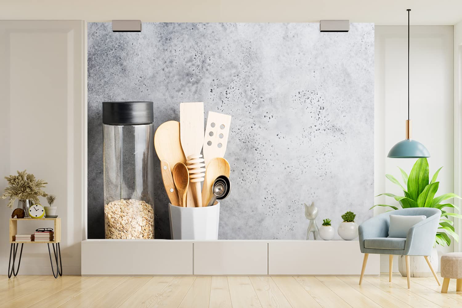 MuchoWow Papier peint Muesli - Spatule - Ustensiles de cuisine Papier peint photo 325x260 cm Papier peint imprimé