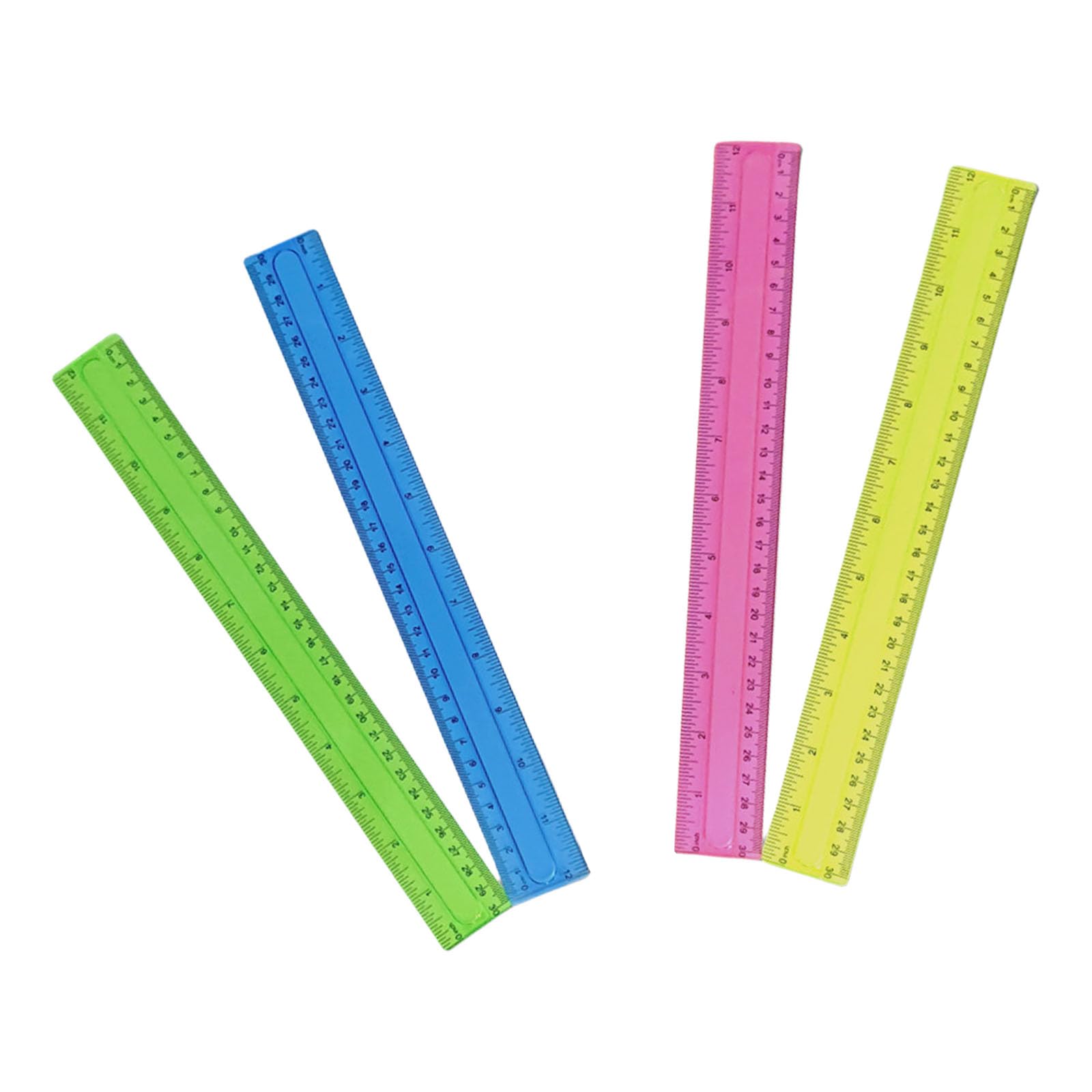 Errory Frosted Ruler 4Pcs 12Inch Clear Rulers Drawing Ruler Math Measuring Tool For Drawing Drafting Bendable School Rulers With Metric/Inch Scales