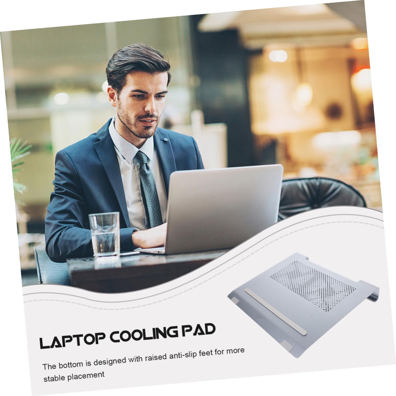 TIDTALEO Aluminum Alloy Laptop Cooling Pad with Quiet Ventilated Fans and Adjustable Height Stand for Gaming and Work Use, USB Powered Notebook Cooler in Gray