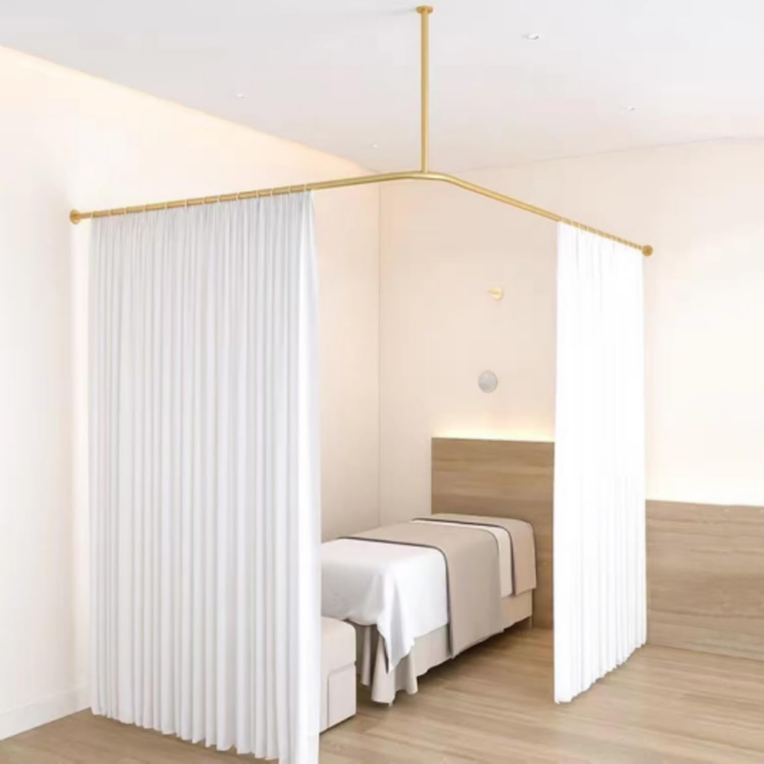 WQPMNYG Gold Room Divider for Beauty Salon & Bathroom Ceiling Mounted Shower Curtain Rod Wall Mount Drapery Rail for Curtains & Drapes Stylish Privacy Solution