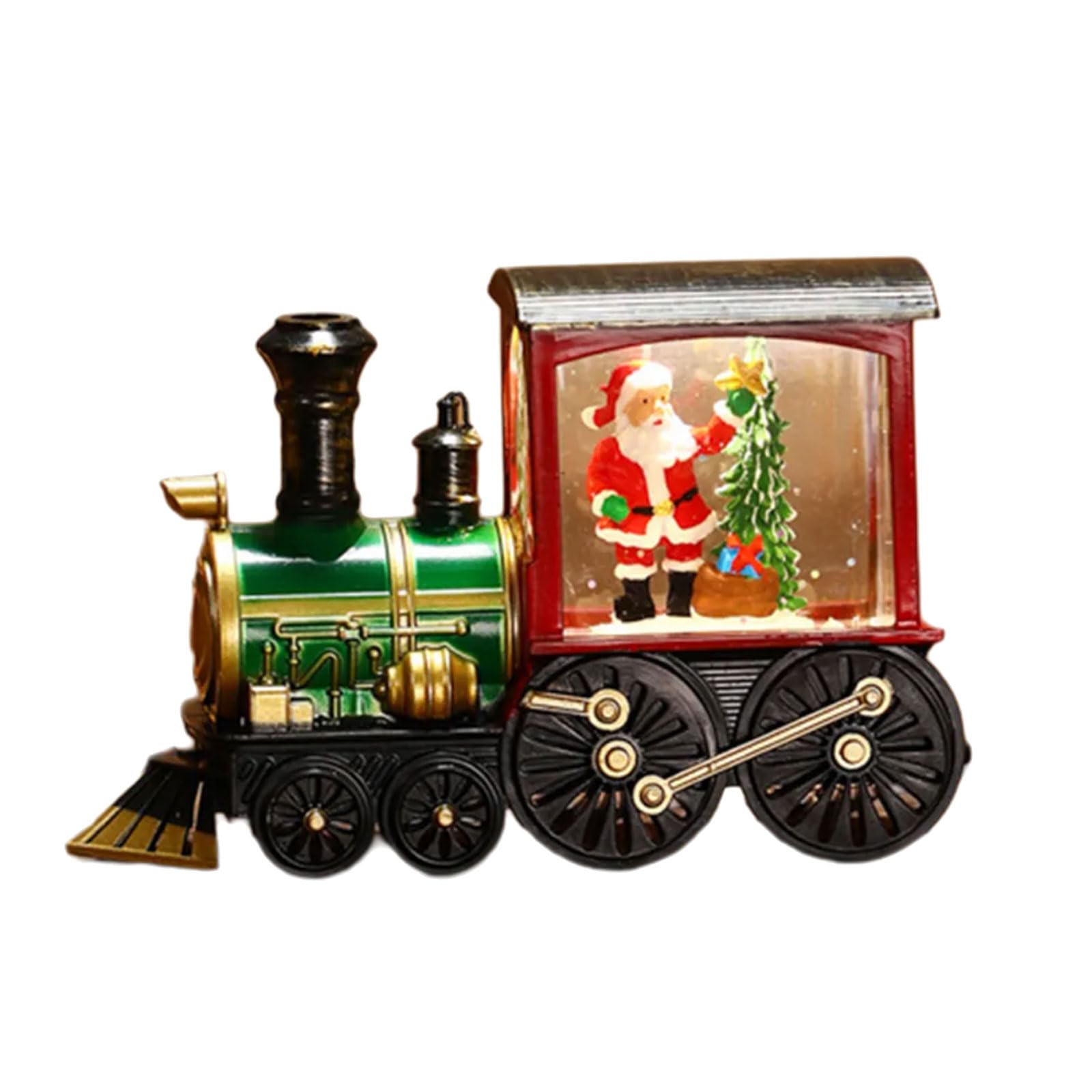 Xinsheinelry Illuminated Train for Christmas Celebration Holiday Lighted Miniature Train Home Ornament with Santa Water Nightlight Santa Water Night Light