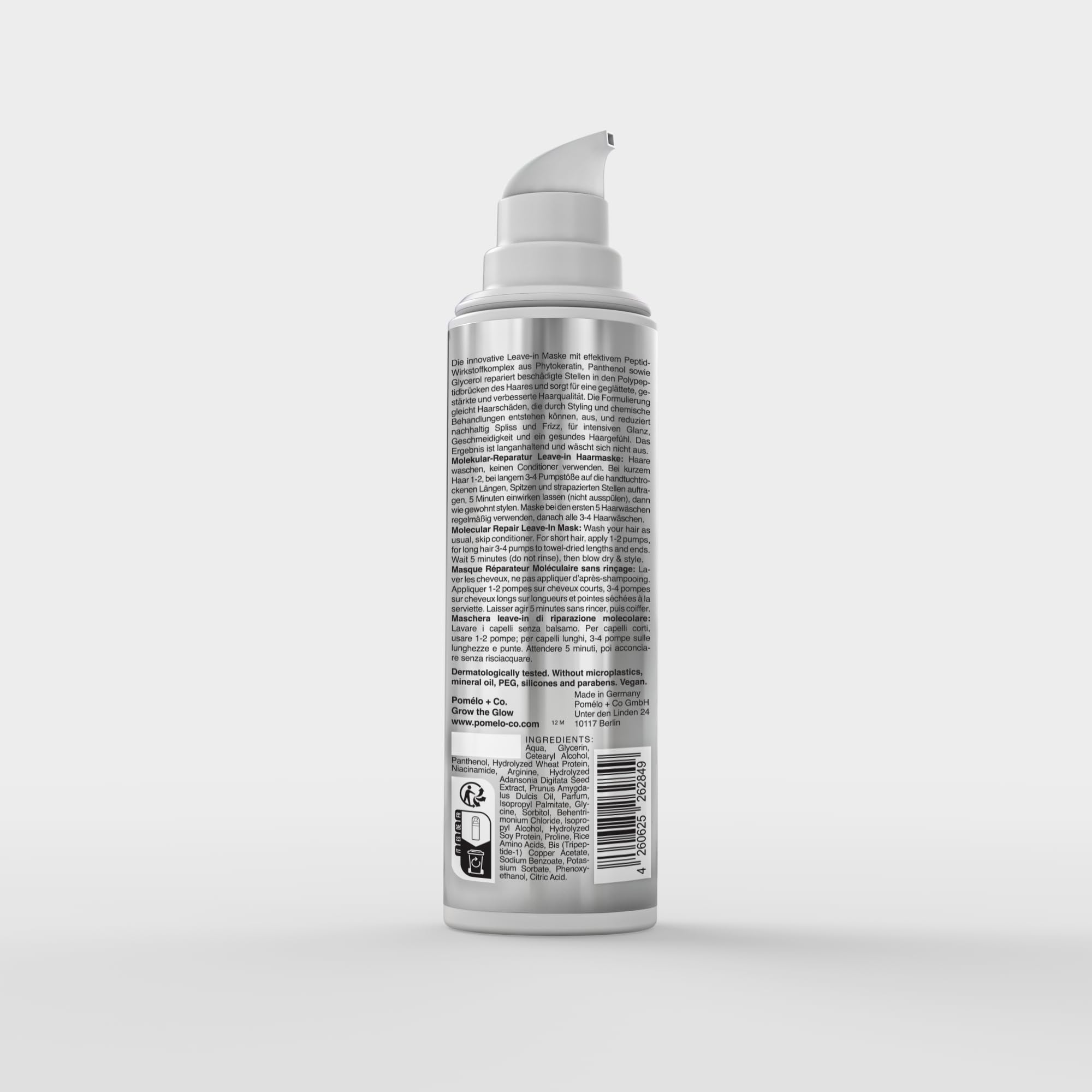 Maschera leave-in Pomélo+Co con esclusivo repair complex al 9% per un’intensa luminosità a lunga durata/Trattamento per capelli danneggiati e fragili/Molecular Repair Leave-in Mask 100 ml