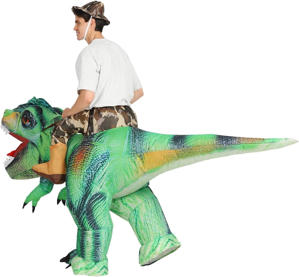 COMIN Inflatable Green Dinosaur Costume Riding T Rex Air Blow up Funny Party Halloween Costume for Men/Women - Image 6