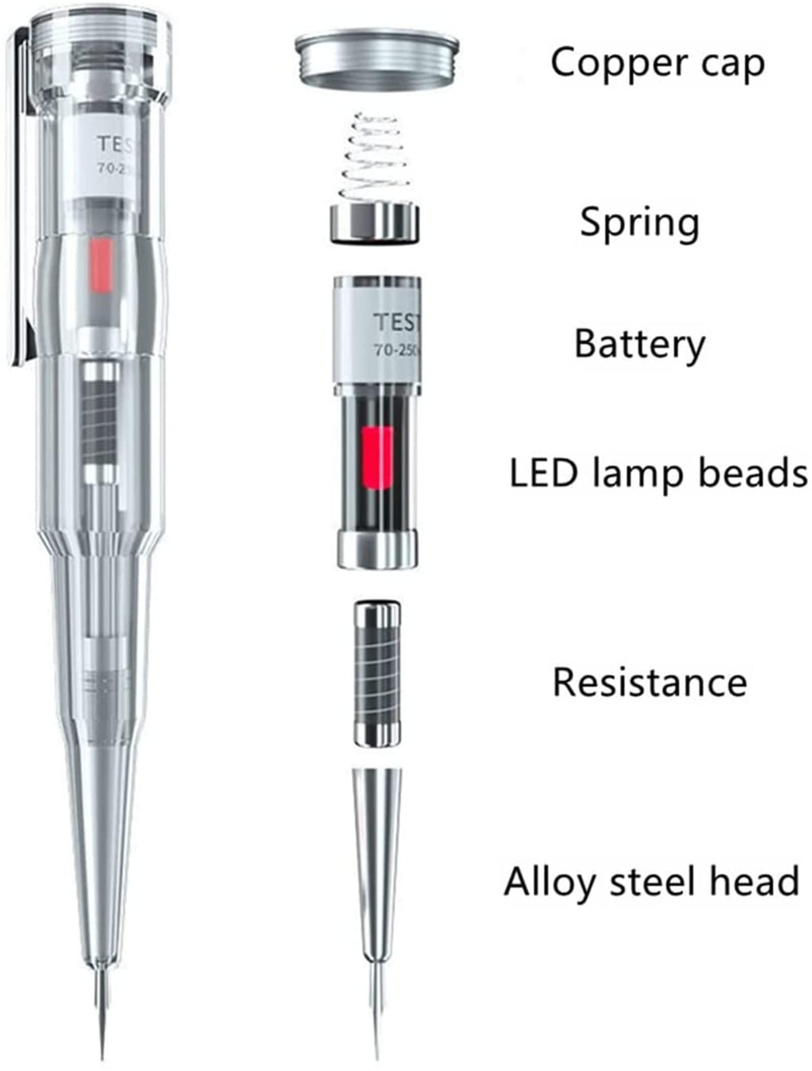 Lápiz Probador Eléctrico Sensible - Rango 70-250V, Luz LED, Impermeable, Ideal Para Electricistas