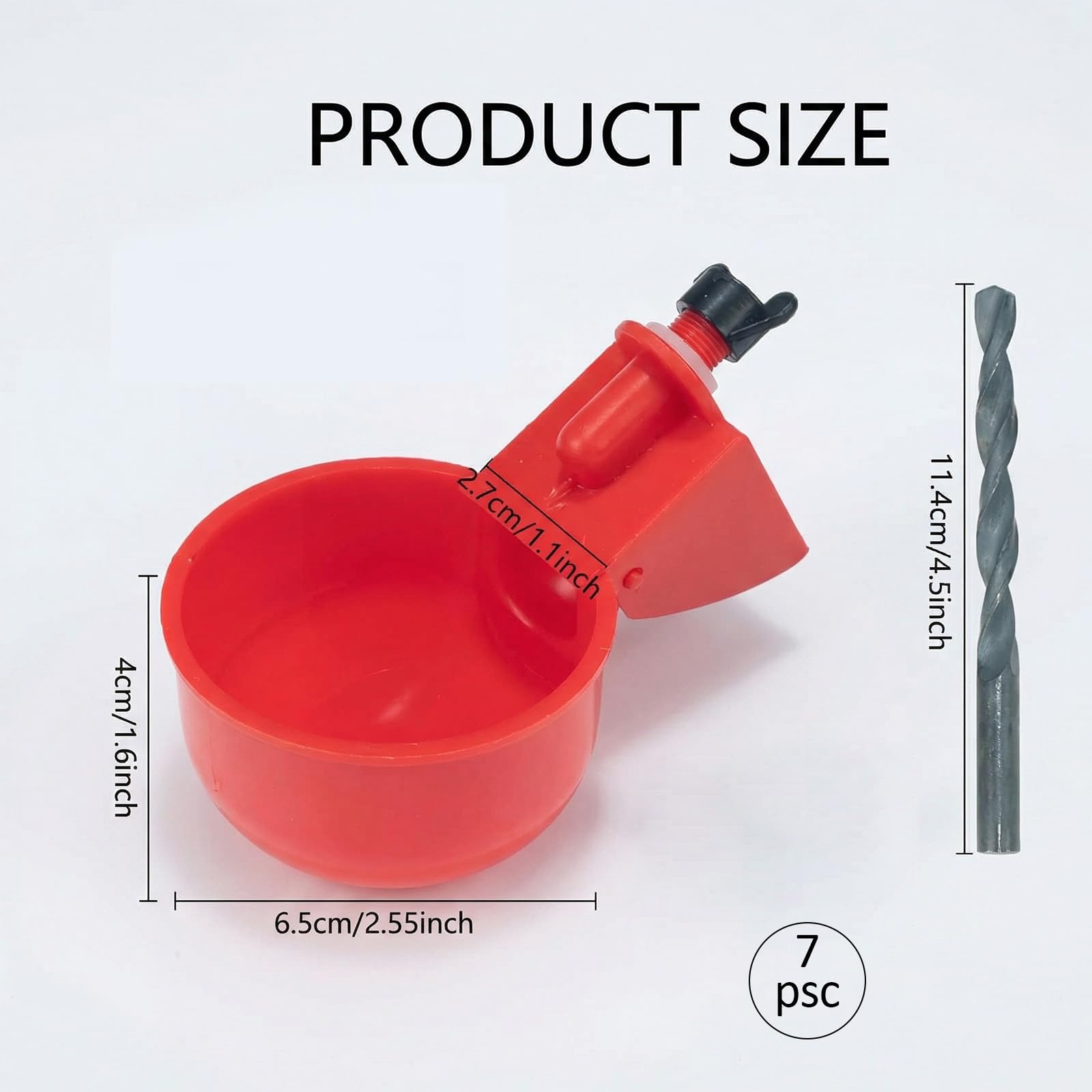 Juego de Bebederos Automáticos para Aves de Corral - Set de 6 Dispensadores de Agua con Taladro Incluido - Sistema de Suministro Automático de Agua por Gravedad para Pollos, Patos, Pavos, Gansos, Loro