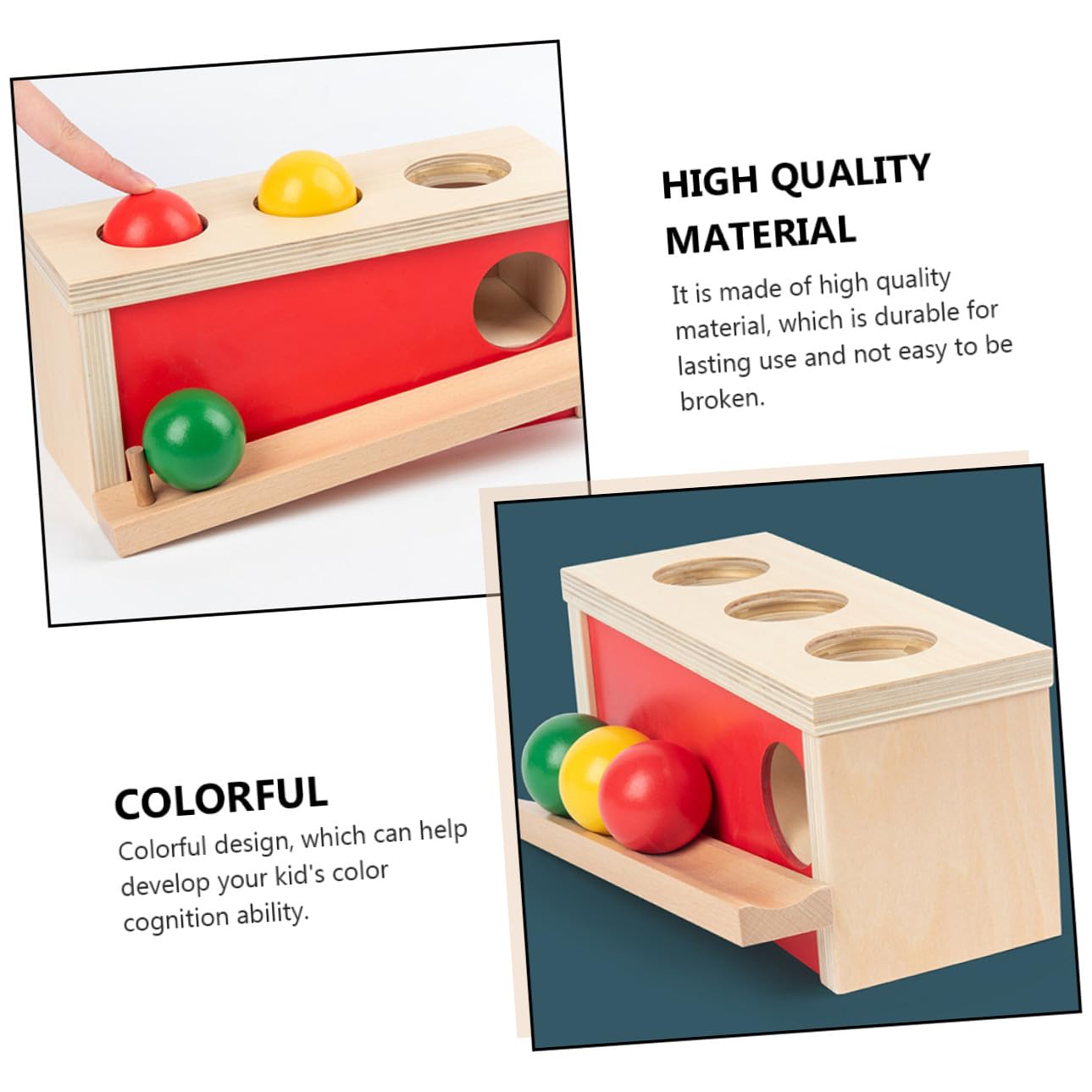 Juguete Educativo de Madera para Coordinación Mano-ojo, Bolas de Decoracion | 1 Set Rojo, Entrenamiento de Presión y Agarre, para Guardería y Juego en Casa