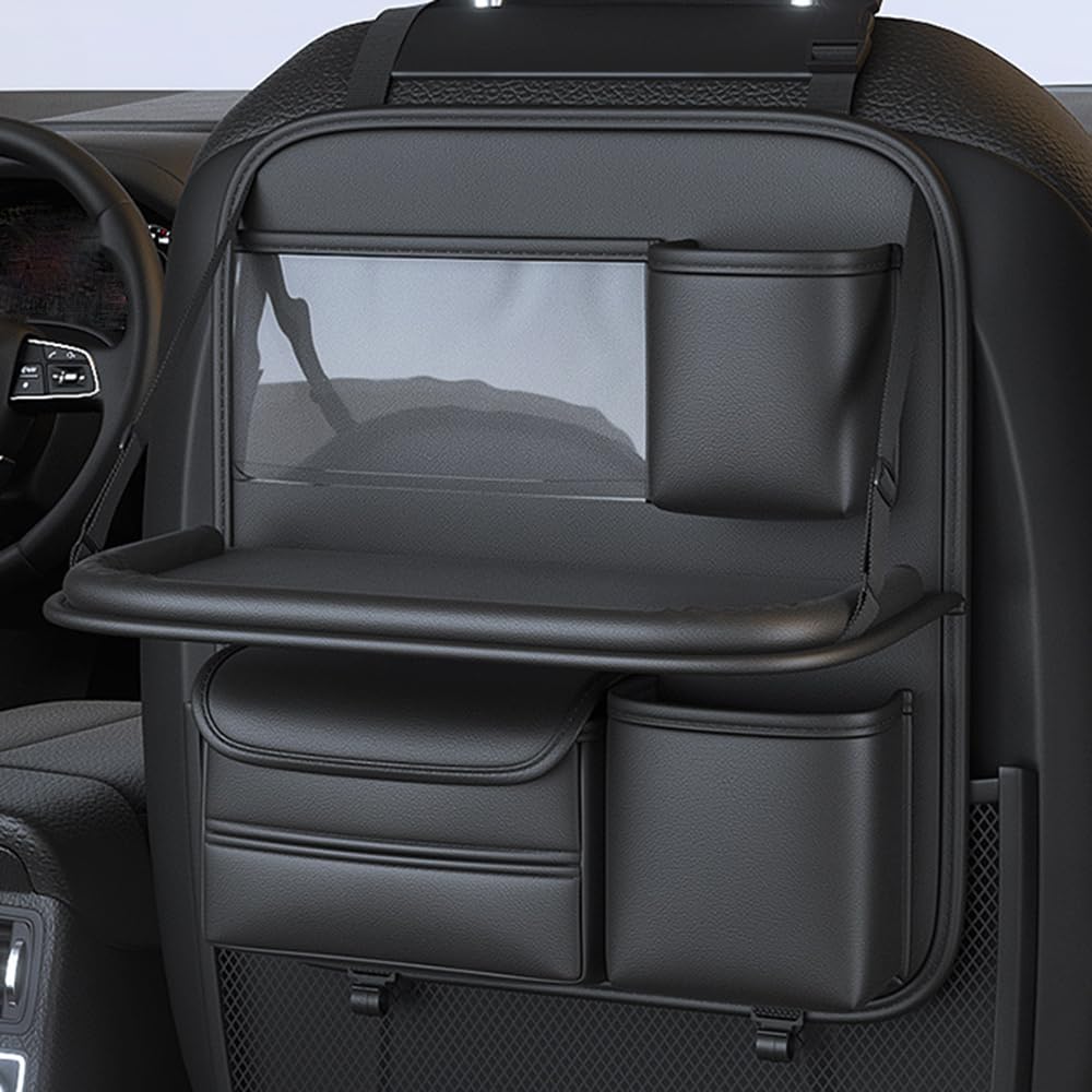 Lnzkx Black Car Seat Organiser For Hyundai Tucson Nx/Tl/Lm/Jm 4/3/2/1.Gen, Multifunctional Storage Foldable Table Tray Behind Seat Car Organizer,