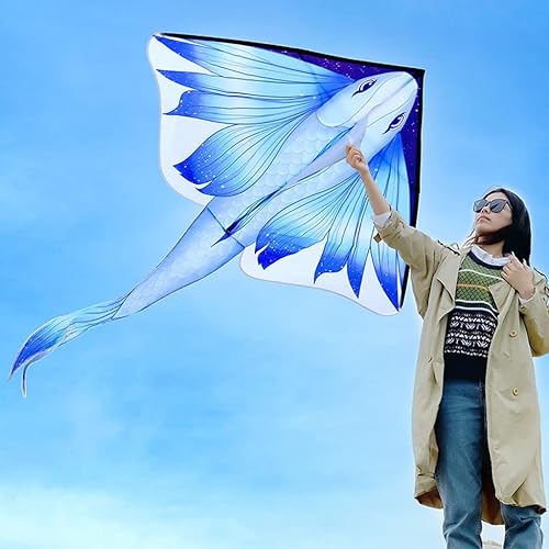 Miniatura 9 de Kites - Cometas gigantes de peces de playa, fáciles de volar, fáciles de montar, adecuadas para juegos y actividades familiares al aire libre