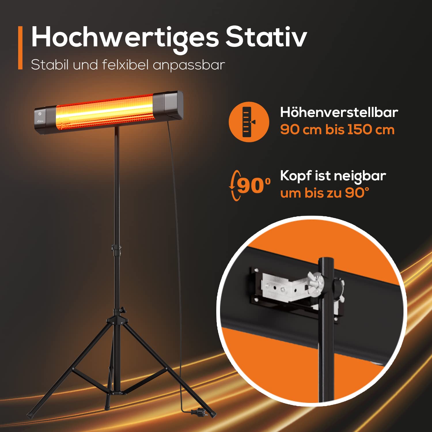 Tronitechnik® Infrarot Heizstrahler mit Fernbedienung Wärmestrahler Terrassenstrahler Innen & Außen Wand-Heizstrahler Standheizer Terrasse-Strahler Terrassen-Heizer mit LED-Anzeige energiesparend