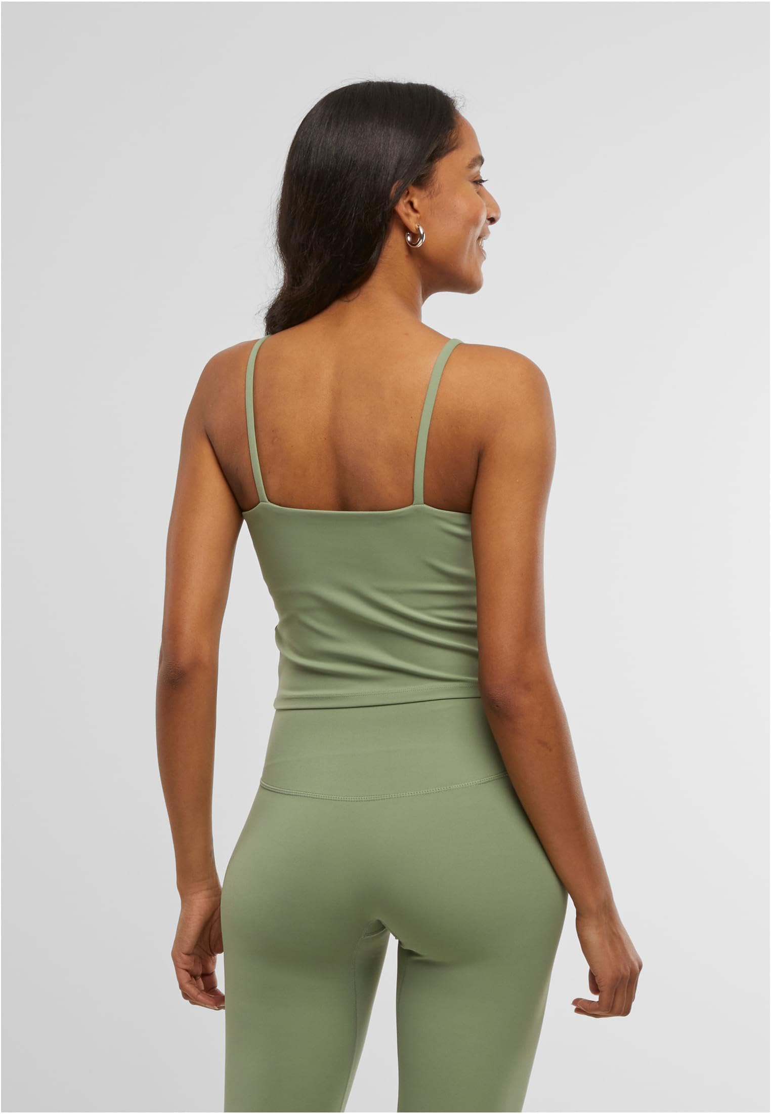 Urban Classics Damski sportowy biustonosz damski, regulowany top sportowy z wbudowanymi miseczkami i ramiączkami do spaghetti, rozmiary XS-XL, Matcha Green, S