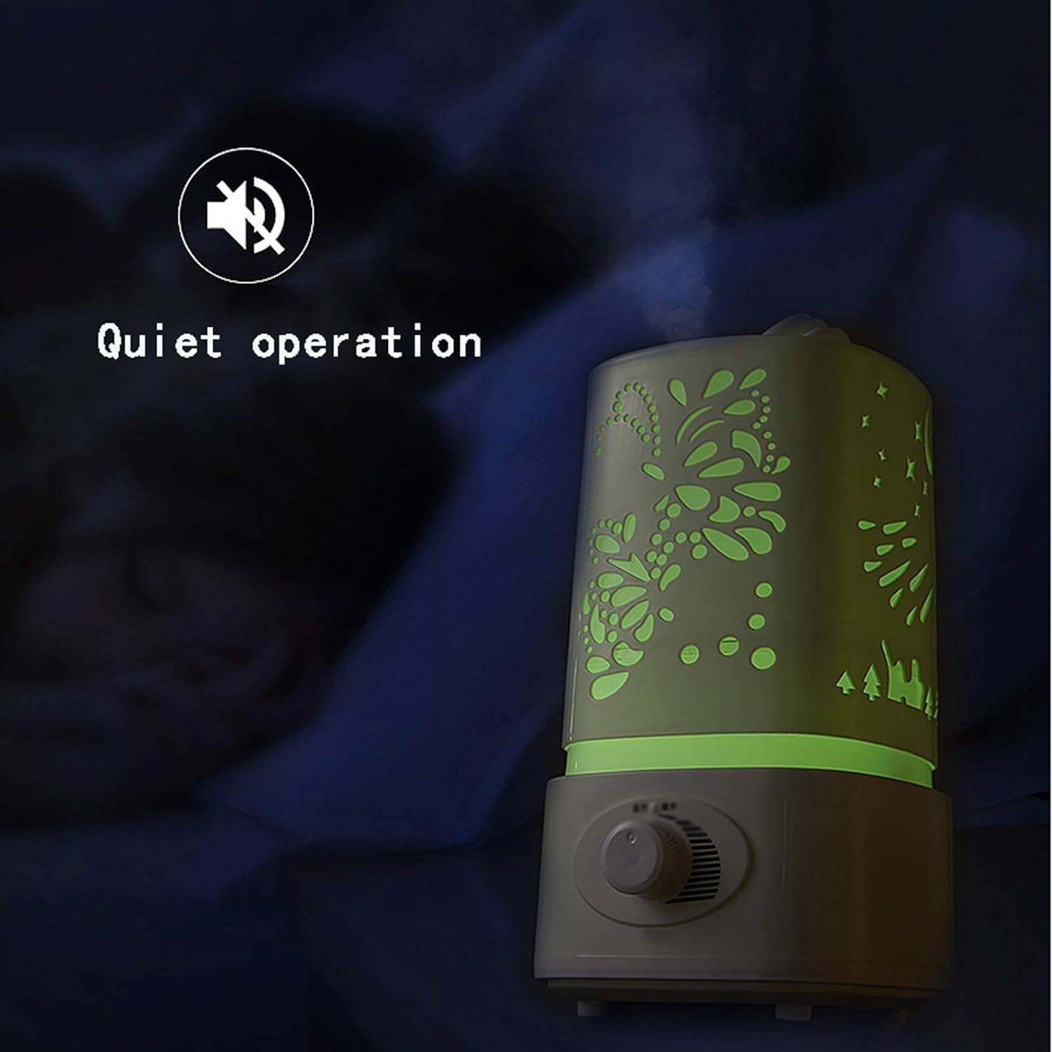 Humidificador de escritorio Humidificadores Humidificador ultrasónico, humidificadores de aire silenciosos de 1,5 l con luz nocturna, apagado automático sin agua, for dormitorio, habitación de bebé, o