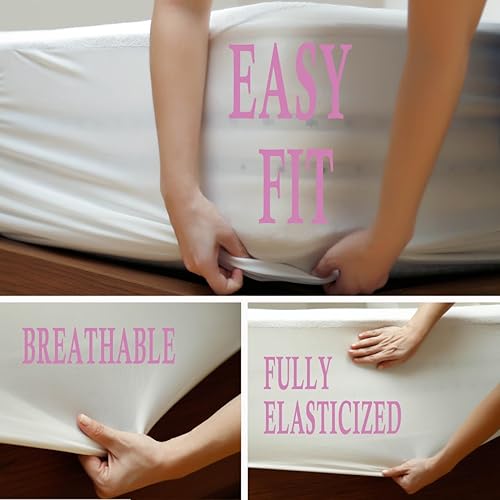 Miniatura 5 de Protector de colchón impermeable para cama de matrimonio, 100% algodón natural, funda suave (72 x 84, cabeza dividida, 1 protector)