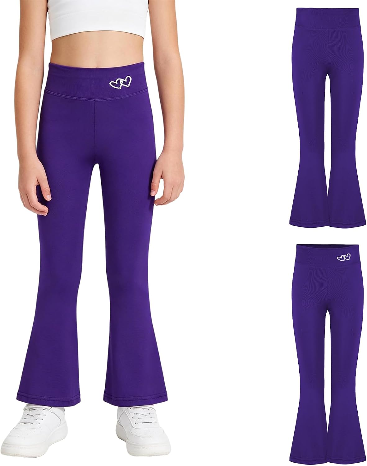 Yhong Girls High Waisted Athletic Leggings Tummy Control Flared Yoga Pants Stretchy Workout Trousers for Dance
