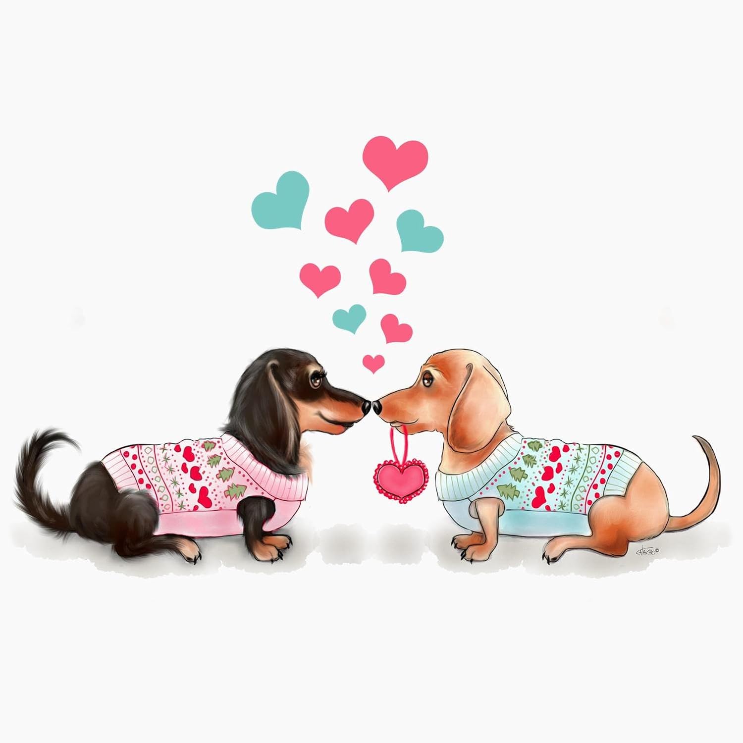 CafePress Doxie Valentine Greeting Cards Folded Greeting Cards (10-pack) Glossy